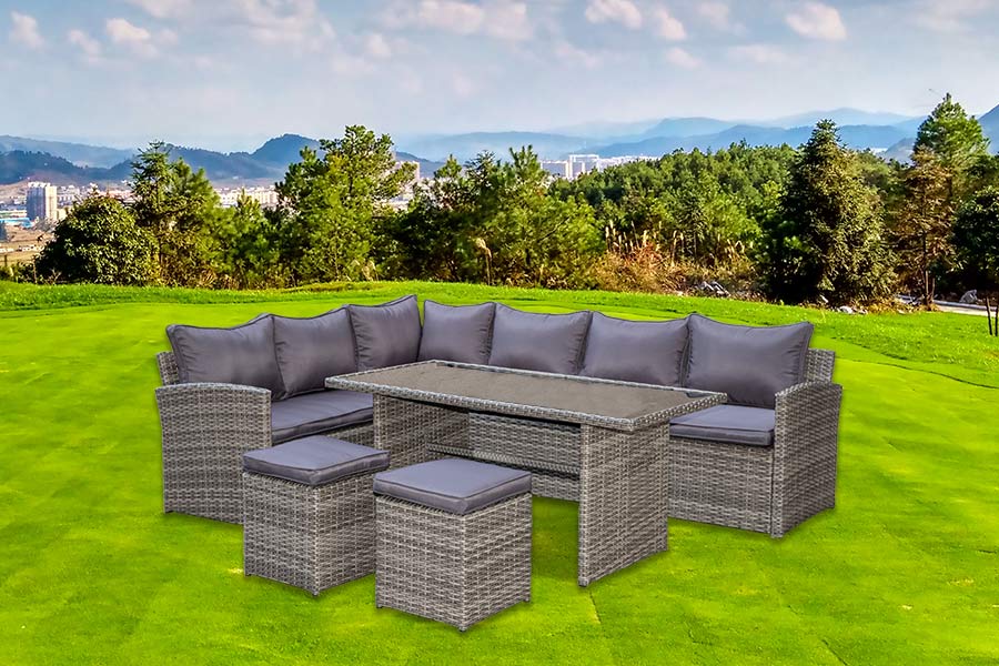 Set de sufragerie canapea de colț 5 buc